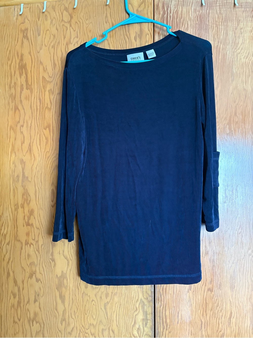 Chico's Navy Long Sleeve Boatneck Top